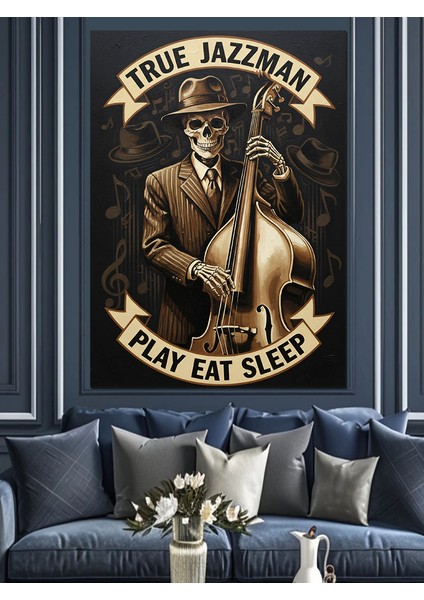 Cazcı Saksafon Duman Sigara Dekoratif Kanvas - Mdf Ahşap Tablo modelleri