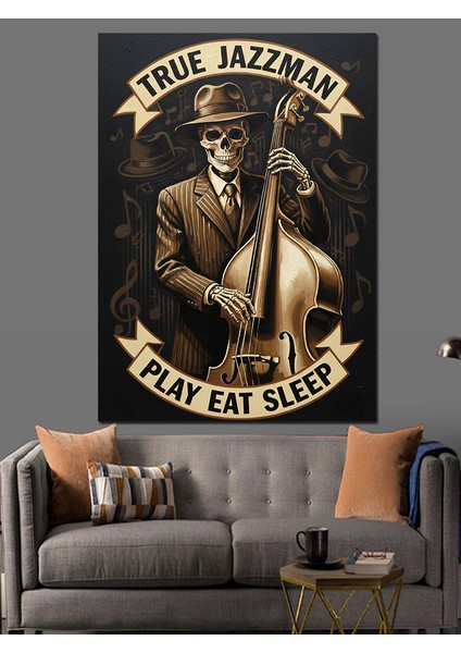 Cazcı Saksafon Duman Sigara Dekoratif Kanvas - Mdf Ahşap Tablo indirimleri