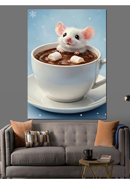 Fare Sıcak Çikolata Kış Dekoratif Kanvas - Mdf Ahşap Tablo