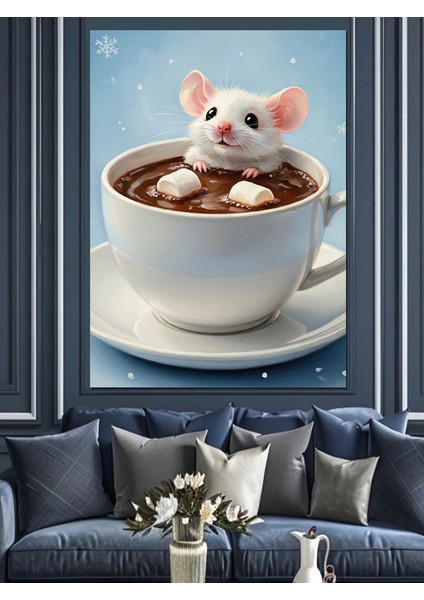 Fare Sıcak Çikolata Kış Dekoratif Kanvas - Mdf Ahşap Tablo fırsatları