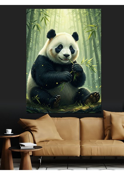 Panda Bambu Ormanı Hayvan Dekoratif Kanvas - Mdf Ahşap Tablo