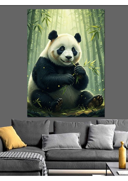 Panda Bambu Ormanı Hayvan Dekoratif Kanvas - Mdf Ahşap Tablo modelleri