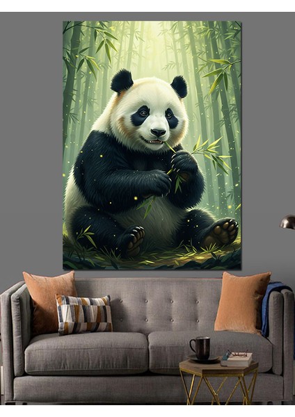 Panda Bambu Ormanı Hayvan Dekoratif Kanvas - Mdf Ahşap Tablo fırsatları