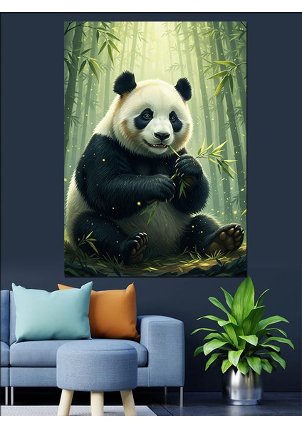 Panda Bambu Ormanı Hayvan Dekoratif Kanvas - Mdf Ahşap Tablo indirimleri