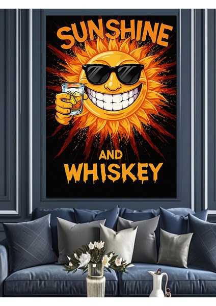Güneş Viski Içen Iskelet Dekoratif Kanvas - Mdf Ahşap Tablo fiyatları