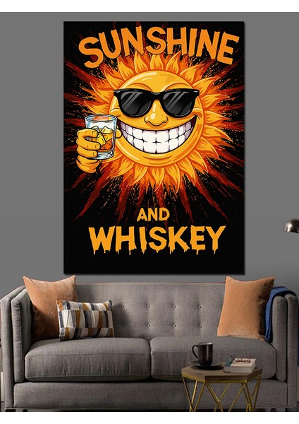 Güneş Viski Içen Iskelet Dekoratif Kanvas - Mdf Ahşap Tablo indirimleri