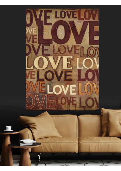 Love Kelimesi Tekrarlı Tipografi Dekoratif Kanvas - Mdf Ahşap Tablo modelleri