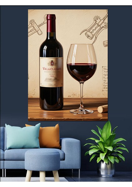 Şarap Şişesi Kırmızı Kadeh Dekoratif Kanvas - Mdf Ahşap Tablo modelleri