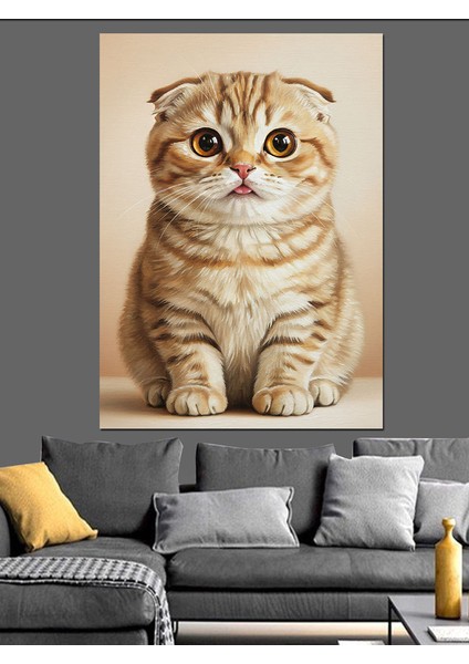 Oturan Sevimli Kedi Yavrusu Dekoratif Kanvas - Mdf Ahşap Tablo