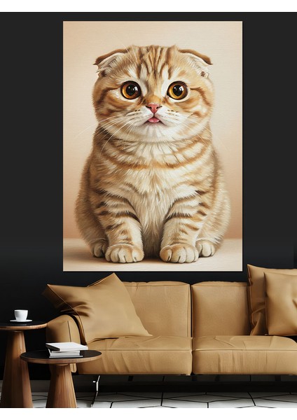Oturan Sevimli Kedi Yavrusu Dekoratif Kanvas - Mdf Ahşap Tablo modelleri