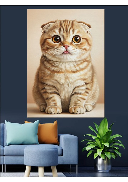 Oturan Sevimli Kedi Yavrusu Dekoratif Kanvas - Mdf Ahşap Tablo fırsatları