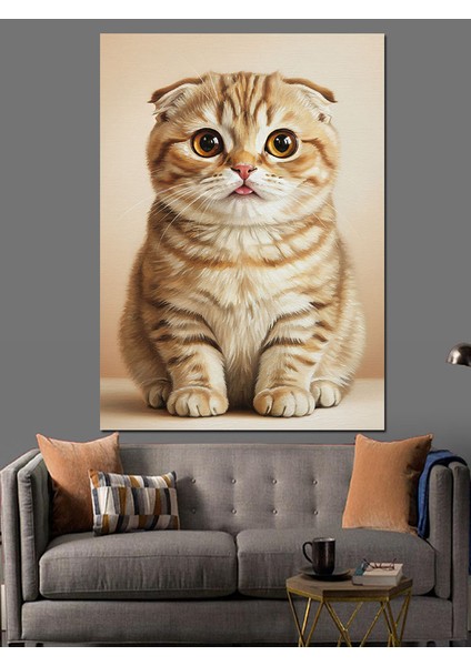 Oturan Sevimli Kedi Yavrusu Dekoratif Kanvas - Mdf Ahşap Tablo indirimleri