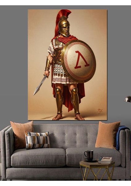 Kırmızı Savaşçı Zırh Asker Dekoratif Kanvas - Mdf Ahşap Tablo modelleri
