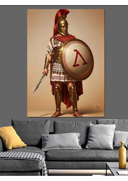 Kırmızı Savaşçı Zırh Asker Dekoratif Kanvas - Mdf Ahşap Tablo fırsatları