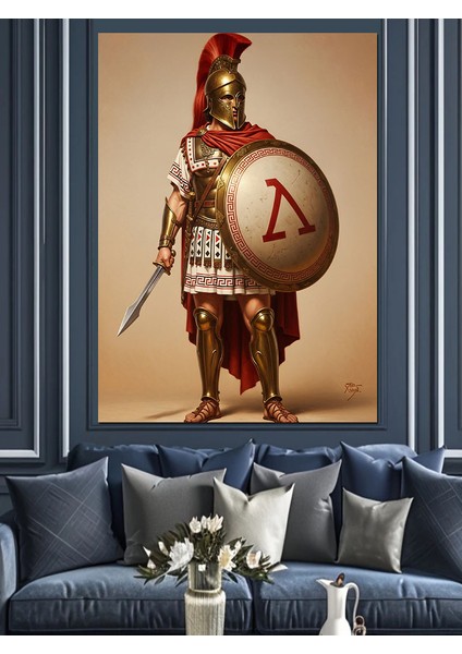 Kırmızı Savaşçı Zırh Asker Dekoratif Kanvas - Mdf Ahşap Tablo indirimleri