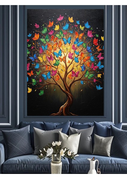 Kalp Şeklinde Ağaç Renkli Dekoratif Kanvas - Mdf Ahşap Tablo indirimleri