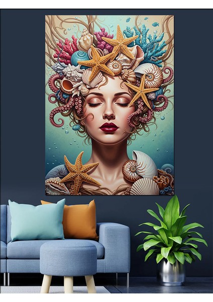 Deniz Tacı Kraliçe Güzel Dekoratif Kanvas - Mdf Ahşap Tablo fiyatları