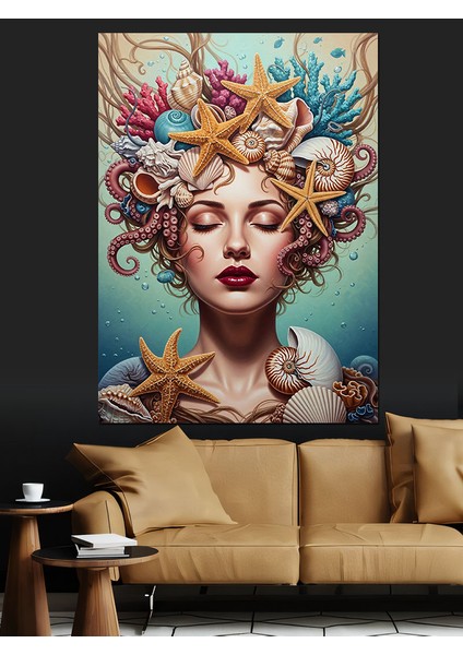 Deniz Tacı Kraliçe Güzel Dekoratif Kanvas - Mdf Ahşap Tablo modelleri