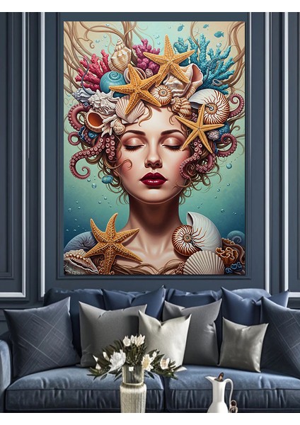 Deniz Tacı Kraliçe Güzel Dekoratif Kanvas - Mdf Ahşap Tablo fırsatları