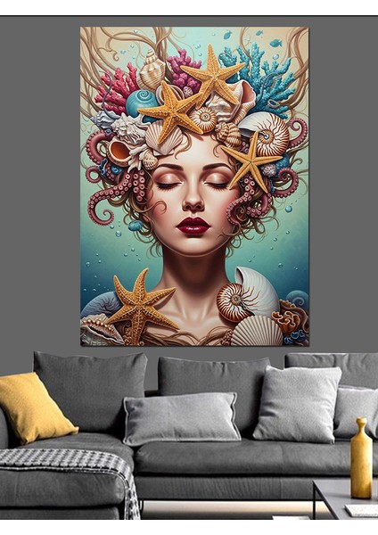 Deniz Tacı Kraliçe Güzel Dekoratif Kanvas - Mdf Ahşap Tablo indirimleri