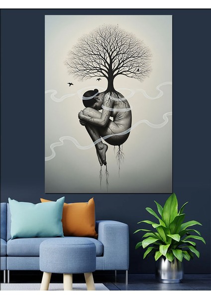Ağaçtan Çıkan Insan Beyni Dekoratif Kanvas - Mdf Ahşap Tablo fiyatları