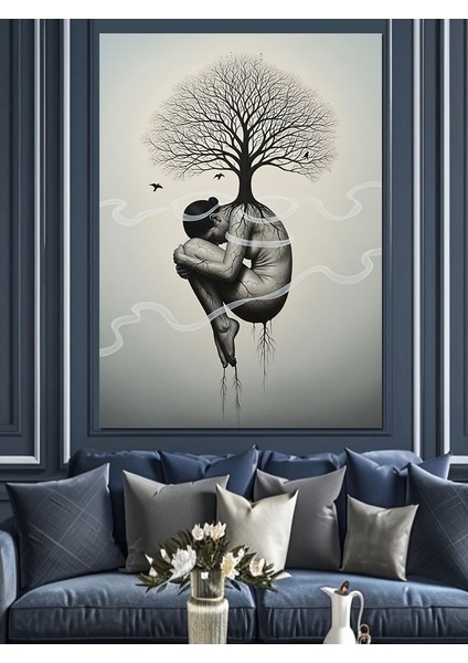 Ağaçtan Çıkan Insan Beyni Dekoratif Kanvas - Mdf Ahşap Tablo indirimleri