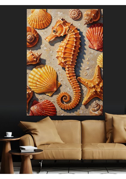 Deniz Ürünleri Denizatı Yengeç Dekoratif Kanvas - Mdf Ahşap Tablo fırsatları