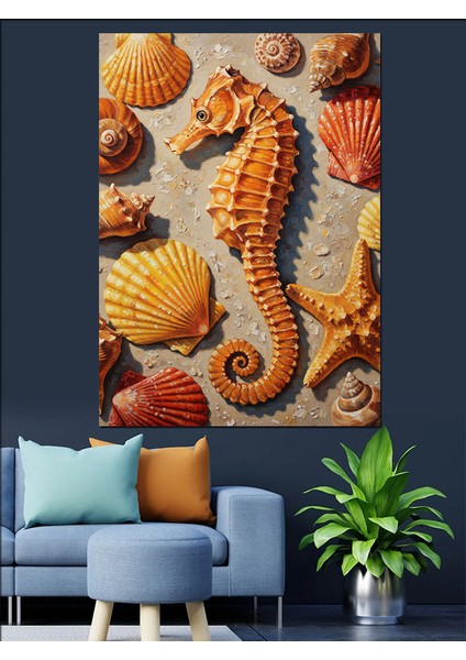 Deniz Ürünleri Denizatı Yengeç Dekoratif Kanvas - Mdf Ahşap Tablo indirimleri