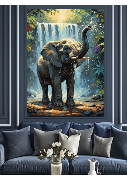 Ormanda Yürüyen Filler Dekoratif Kanvas - Mdf Ahşap Tablo