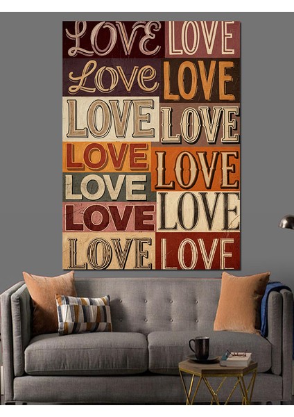 Love Yazısı Tekrarlı Afiş Dekoratif Kanvas - Mdf Ahşap Tablo modelleri