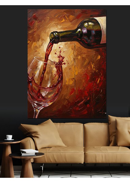 Kırmızı Şarap Kadeh Dökülme Dekoratif Kanvas - Mdf Ahşap Tablo fiyatları