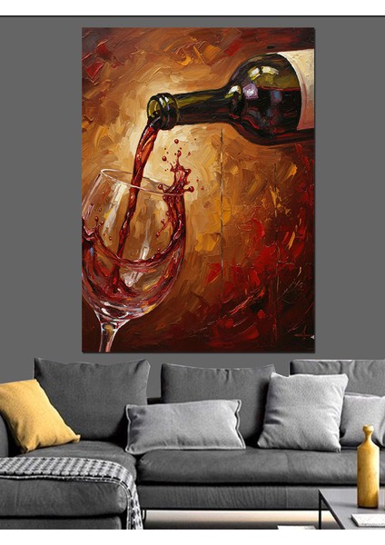 Kırmızı Şarap Kadeh Dökülme Dekoratif Kanvas - Mdf Ahşap Tablo indirimleri