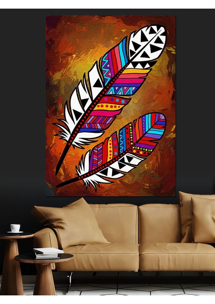 Tüyler Tüy Desenli Sanat Dekoratif Kanvas - Mdf Ahşap Tablo