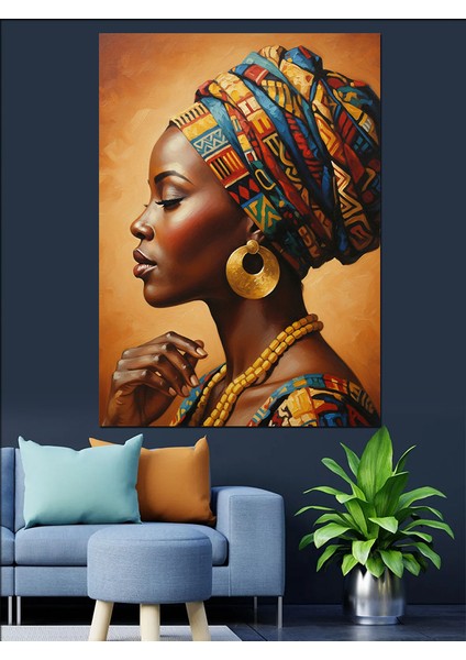 Afrika Kadın Baş Örtüsü Dekoratif Kanvas - Mdf Ahşap Tablo fiyatları
