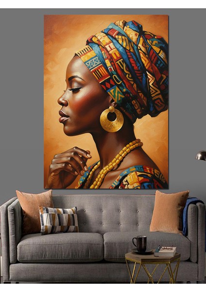 Afrika Kadın Baş Örtüsü Dekoratif Kanvas - Mdf Ahşap Tablo modelleri