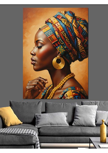 Afrika Kadın Baş Örtüsü Dekoratif Kanvas - Mdf Ahşap Tablo fırsatları
