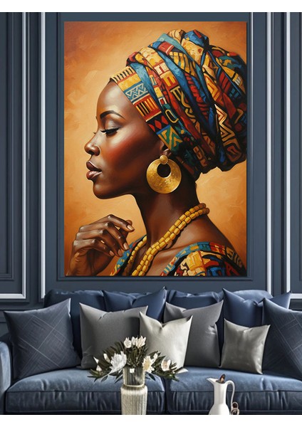 Afrika Kadın Baş Örtüsü Dekoratif Kanvas - Mdf Ahşap Tablo indirimleri