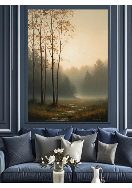 Sisli Sonbahar Orman Ağaç Dekoratif Kanvas - Mdf Ahşap Tablo modelleri