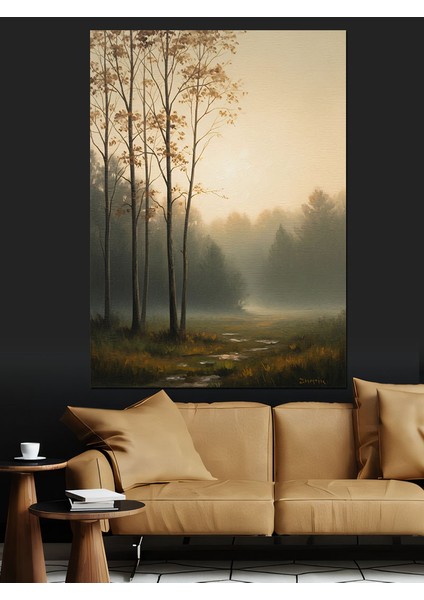 Sisli Sonbahar Orman Ağaç Dekoratif Kanvas - Mdf Ahşap Tablo fırsatları
