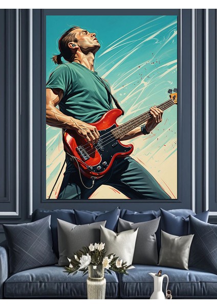 Elektrik Gitar Çalan Adam Dekoratif Kanvas - Mdf Ahşap Tablo fiyatları