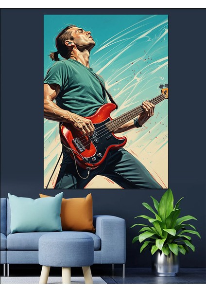Elektrik Gitar Çalan Adam Dekoratif Kanvas - Mdf Ahşap Tablo fırsatları