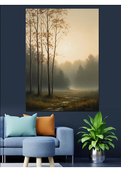 Sisli Sonbahar Orman Ağaç Dekoratif Kanvas - Mdf Ahşap Tablo indirimleri