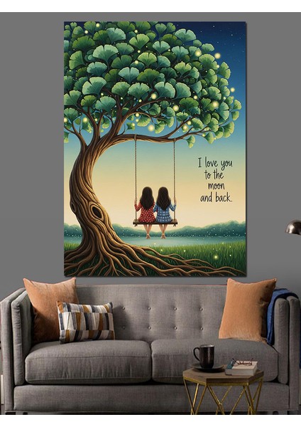 Ağaç Salıncakta Oturan Çift Dekoratif Kanvas - Mdf Ahşap Tablo fiyatları