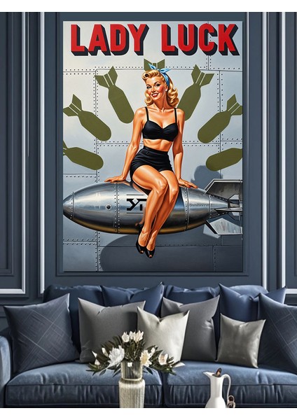 Lady Luck Pin-Up Afiş Dekoratif Kanvas - Mdf Ahşap Tablo modelleri