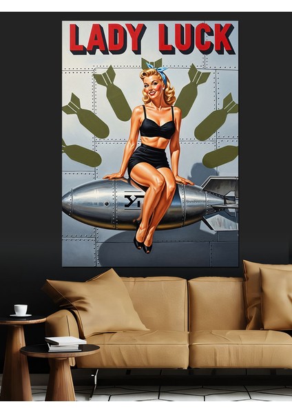 Lady Luck Pin-Up Afiş Dekoratif Kanvas - Mdf Ahşap Tablo fırsatları