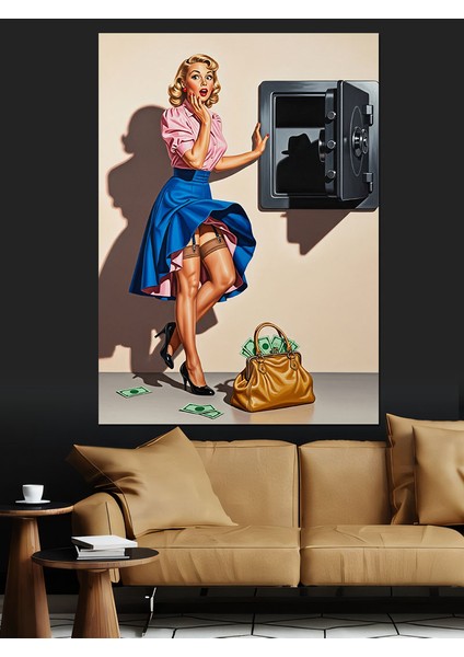 Retro Kadın Uvar Kasası Dekoratif Kanvas - Mdf Ahşap Tablo fiyatları