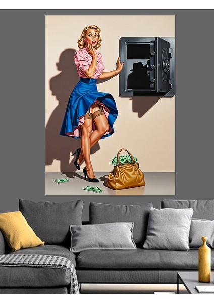 Retro Kadın Uvar Kasası Dekoratif Kanvas - Mdf Ahşap Tablo fırsatları