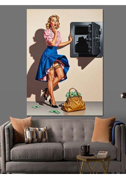 Retro Kadın Uvar Kasası Dekoratif Kanvas - Mdf Ahşap Tablo indirimleri