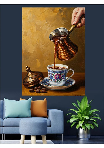 Sabah Türk Kahvesi Dumanlı Fincan Dekoratif Kanvas - Mdf Ahşap Tablo fiyatları