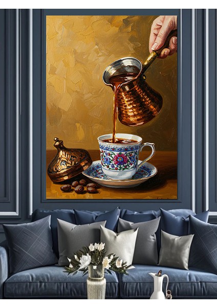 Sabah Türk Kahvesi Dumanlı Fincan Dekoratif Kanvas - Mdf Ahşap Tablo indirimleri